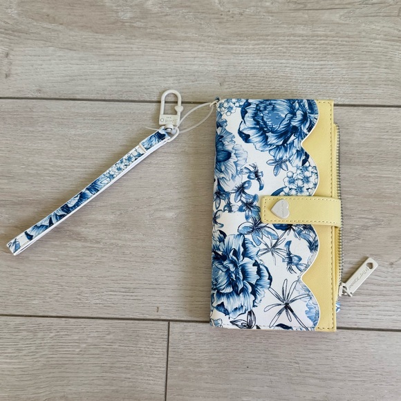 Betsey Johnson Blue and Yellow Floral Wallet - Picture 1 of 2